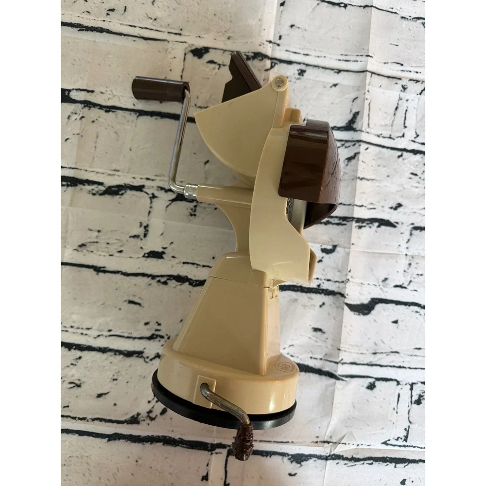 Vintage MOPP Modele Hand Crank Rotary Grater Slicer Suction Base Brown Cream